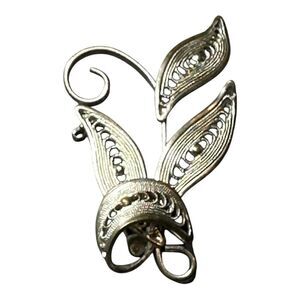Western Germany signed Vintage Silver Leaf Brooch